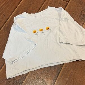 John Galt Yellow Floral Embroidery crop top